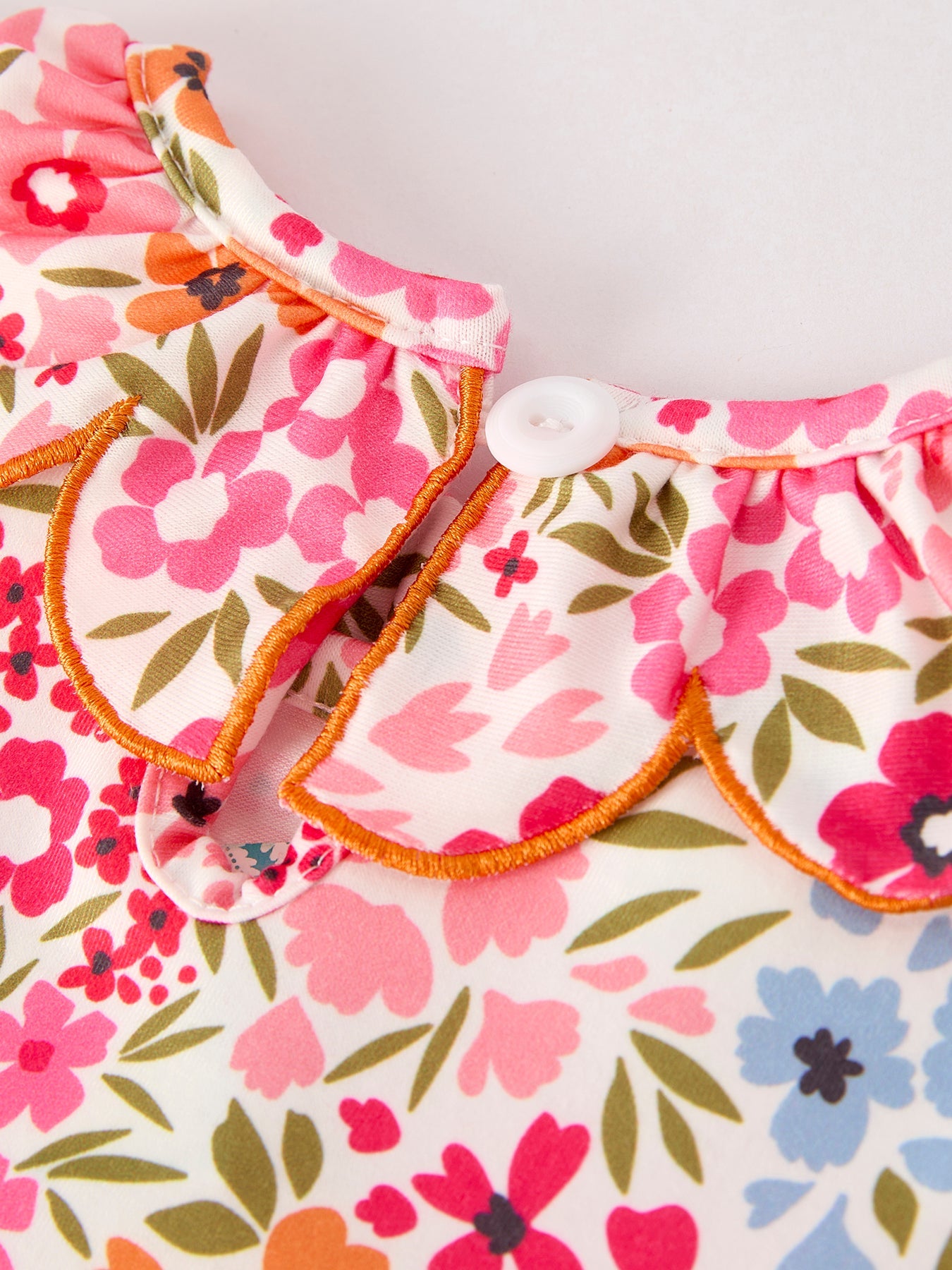 Girl's Fall Pumpkin Smocked Floral Dress