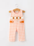 Boy's Halloween Pumpkin Plaid JonJon Romper