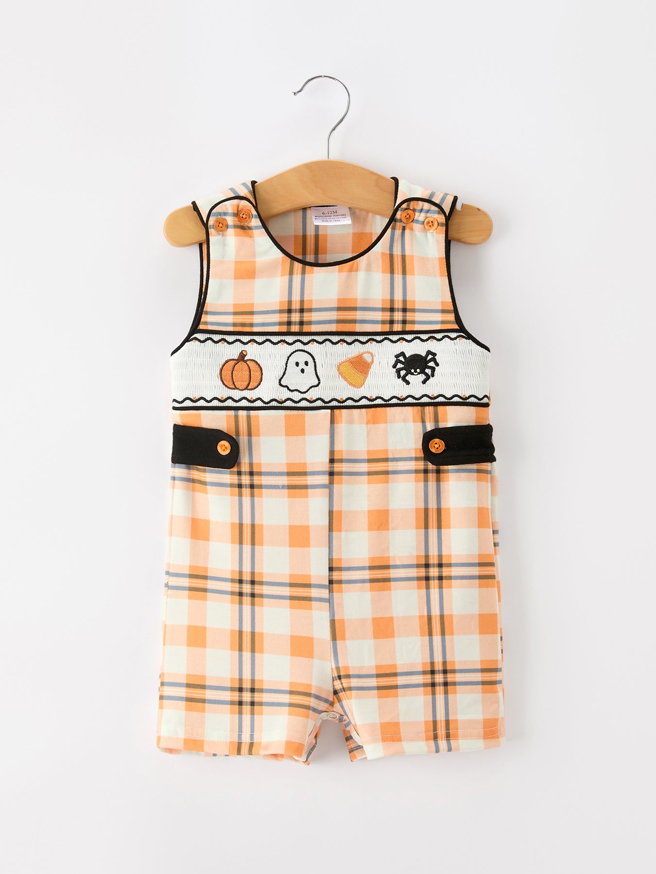 Boy's Halloween Plaid JonJon Romper