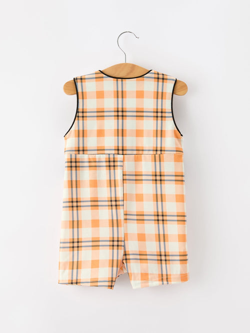 Boy's Halloween Plaid JonJon Romper