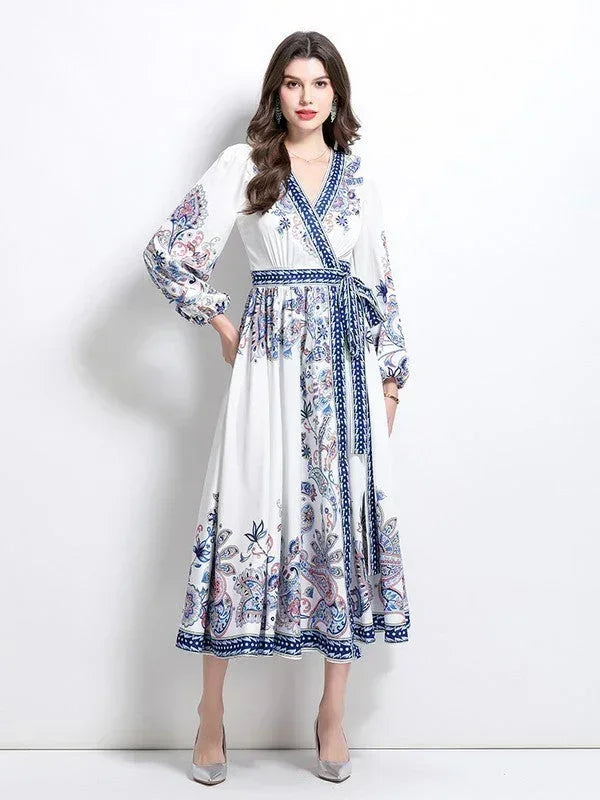 Women's Floral Wrap-Style Maxi Dress