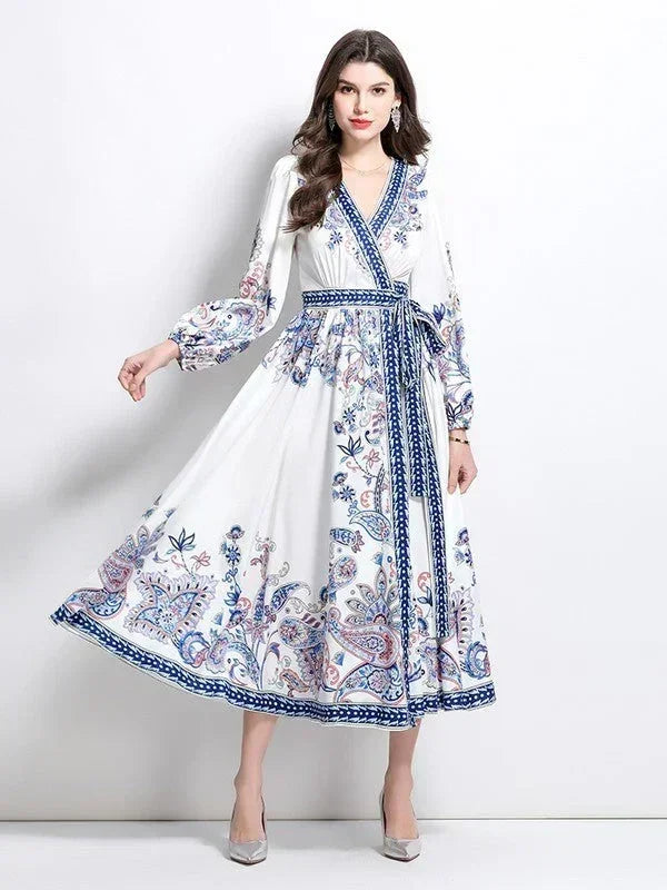 Women's Floral Wrap-Style Maxi Dress