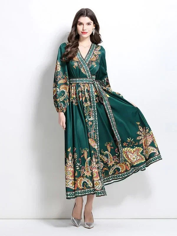 Women's Floral Wrap-Style Maxi Dress