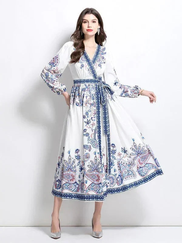Women's Floral Wrap-Style Maxi Dress