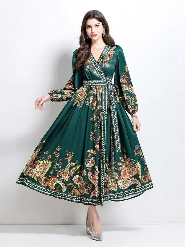 Women's Floral Wrap-Style Maxi Dress