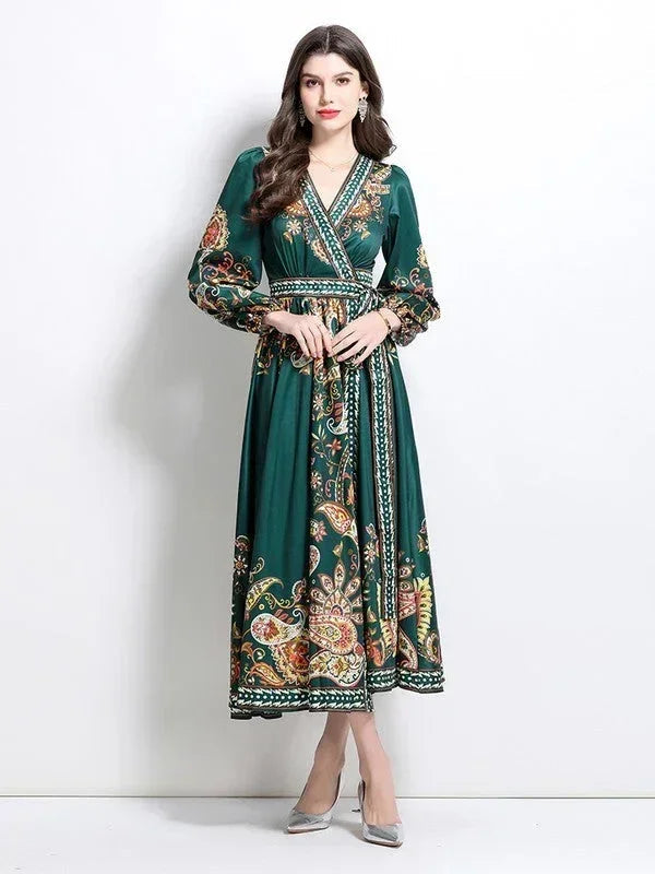 Women's Floral Wrap-Style Maxi Dress