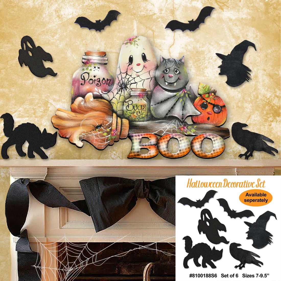 Brunhilda's Broom! Halloween Wooden Door Hanger