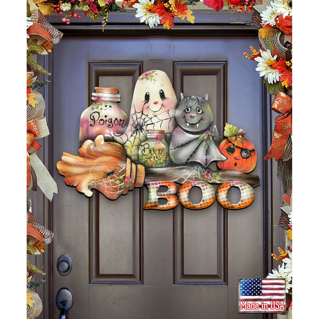 Brunhilda's Broom! Halloween Wooden Door Hanger