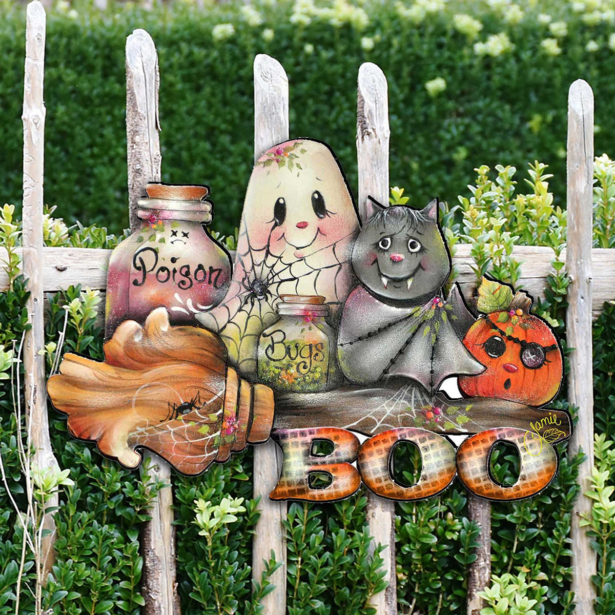 Brunhilda's Broom! Halloween Wooden Door Hanger