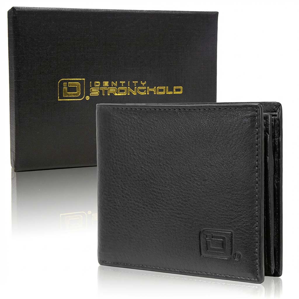 Men's Genuine Leather RFID Bifold wallet with ID Window