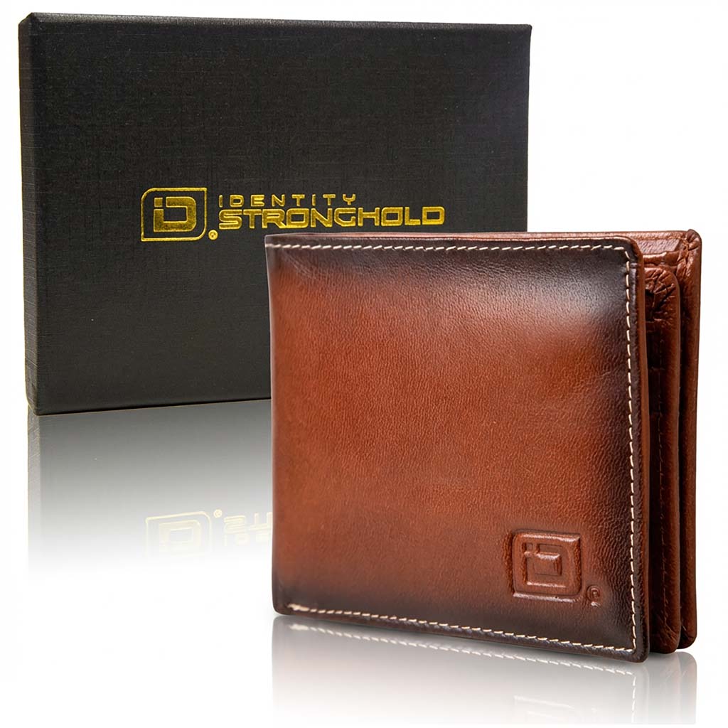 Men's Genuine Leather RFID Bifold wallet with ID Window