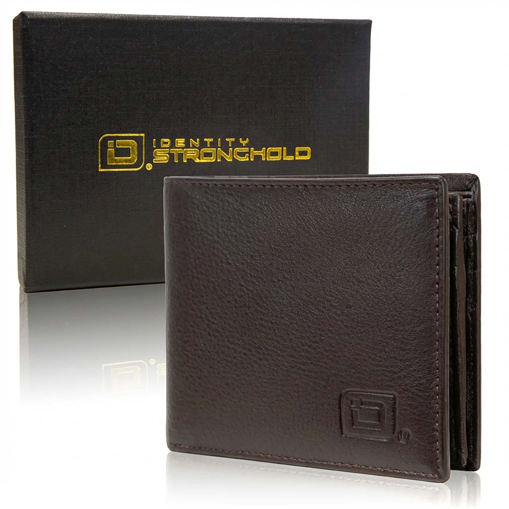 Men's Genuine Leather RFID Bifold wallet with ID Window