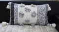 Melange Striped Throw Pillow with Pom-Poms and Tassels -14" x 24"