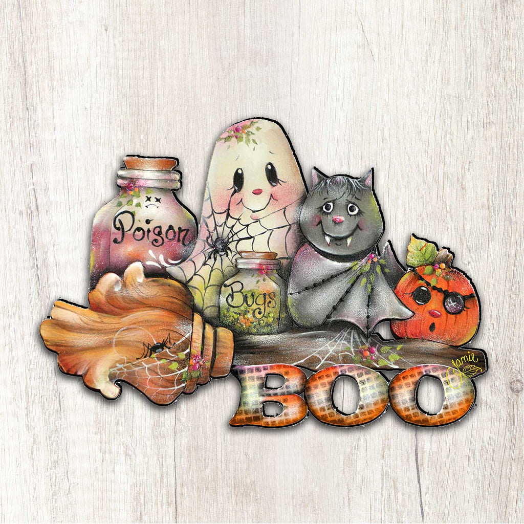 Brunhilda's Broom! Halloween Wooden Door Hanger