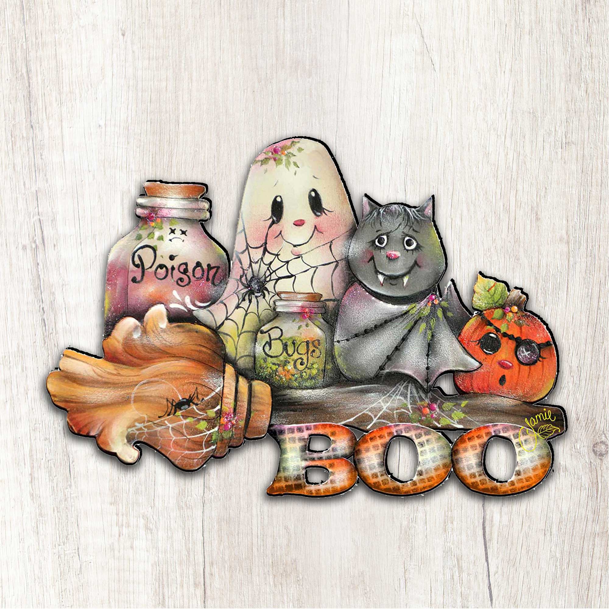 Brunhilda's Broom! Halloween Wooden Door Hanger