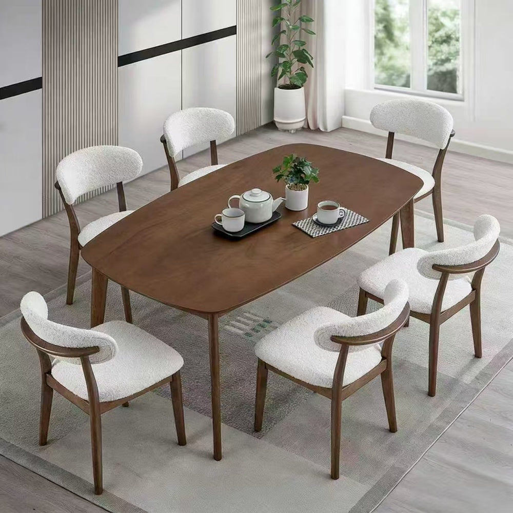 Scandinavian Dining Table Set with Upholstered Chairs-Seats 4-6