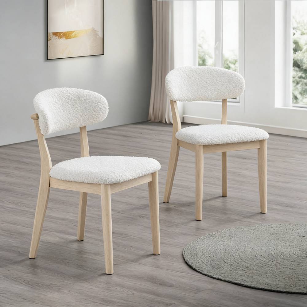 Scandinavian Dining Table Set with Upholstered Chairs-Seats 4-6