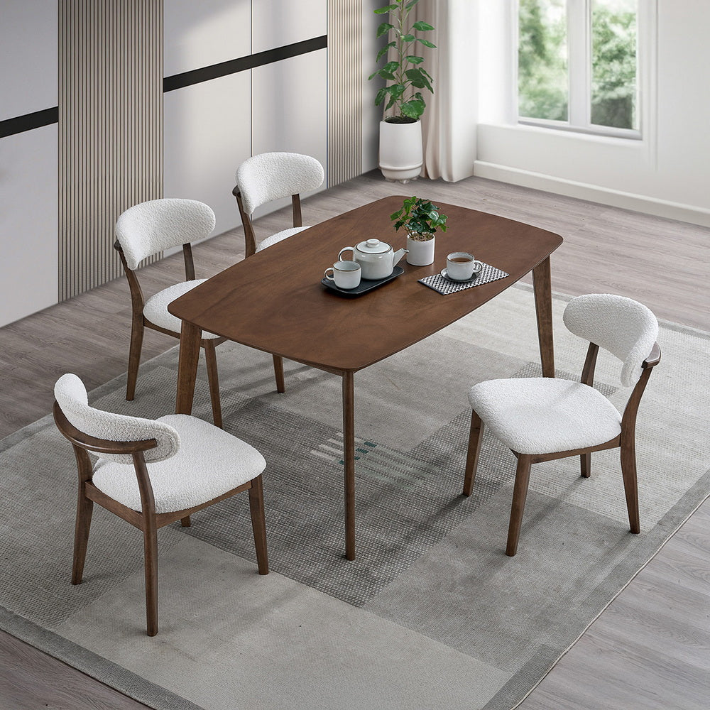 Scandinavian Dining Table Set with Upholstered Chairs-Seats 4-6