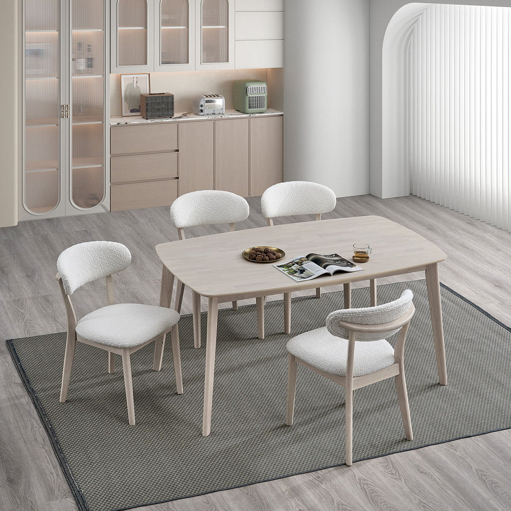 Scandinavian Dining Table Set with Upholstered Chairs-Seats 4-6