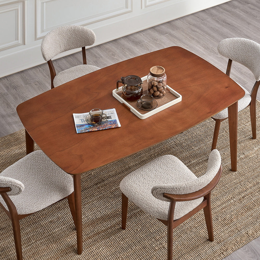 Scandinavian Dining Table Set with Upholstered Chairs-Seats 4-6
