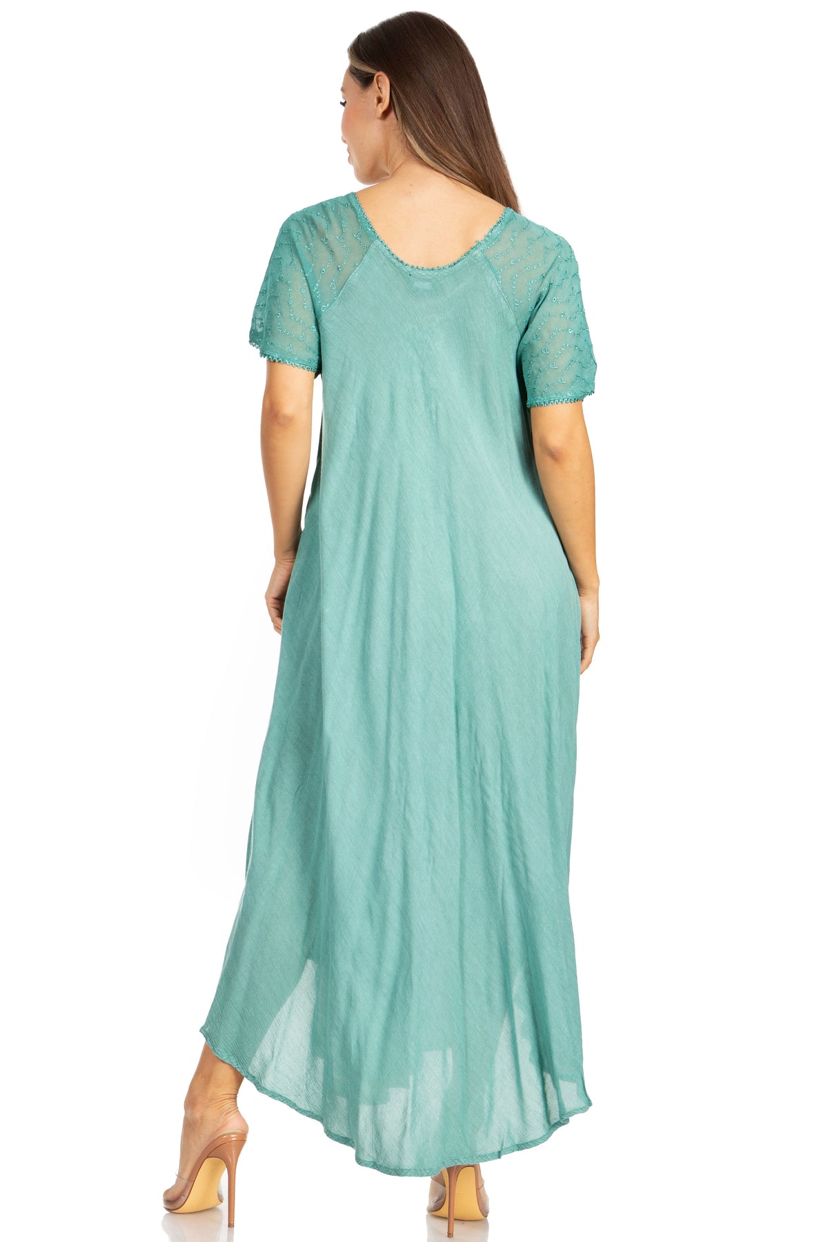 Women's Embroidered Long Caftan Dress and Cover-up