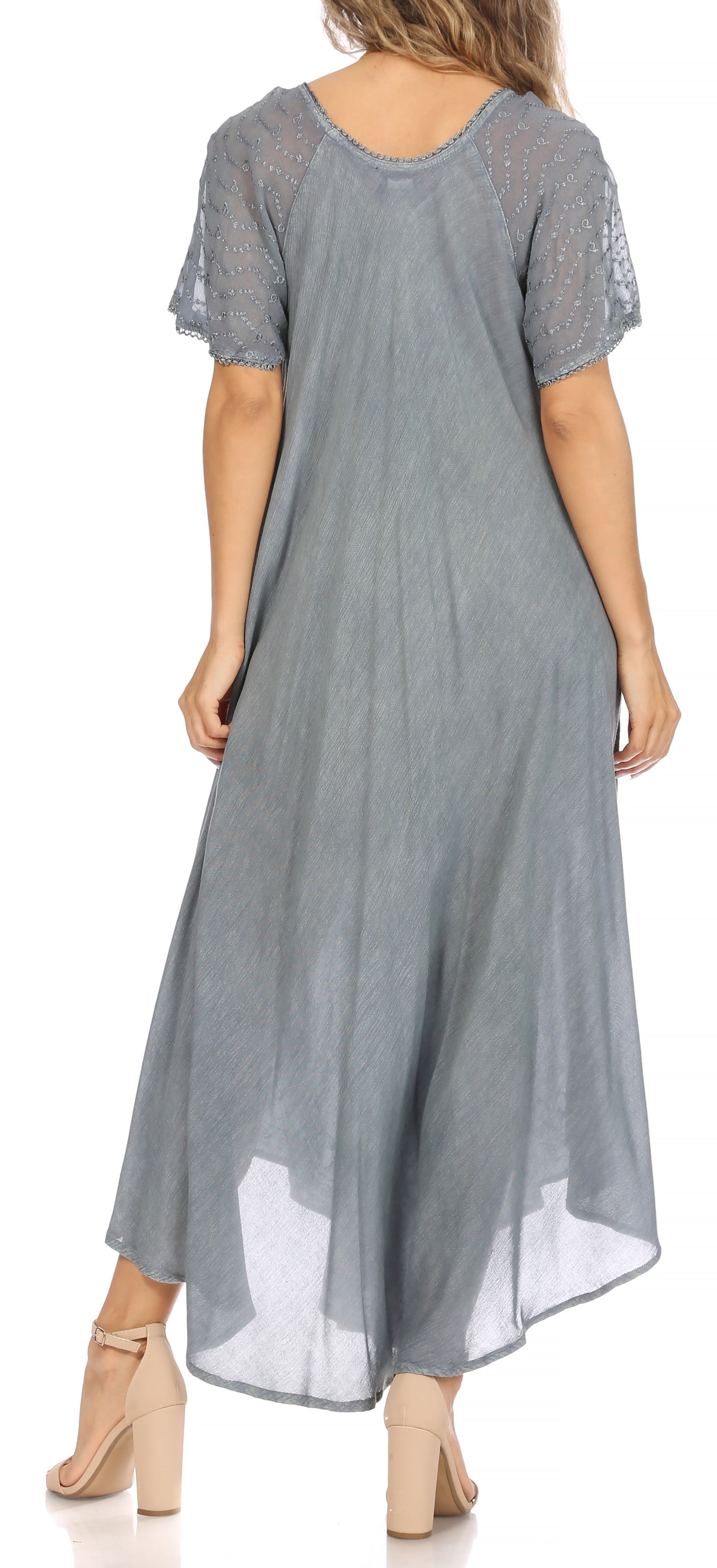 Women's Embroidered Long Caftan Dress and Cover-up