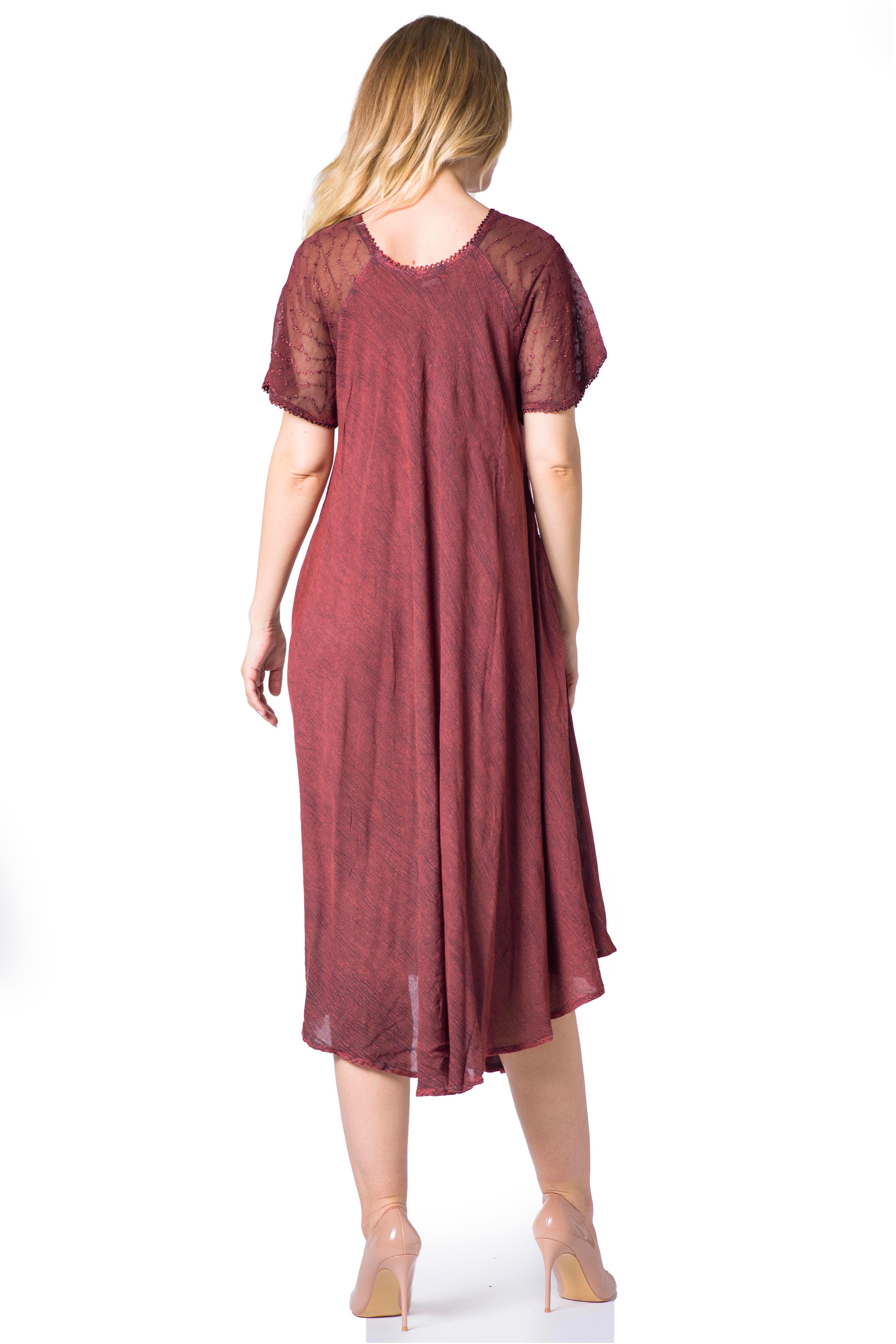 Women's Embroidered Long Caftan Dress and Cover-up