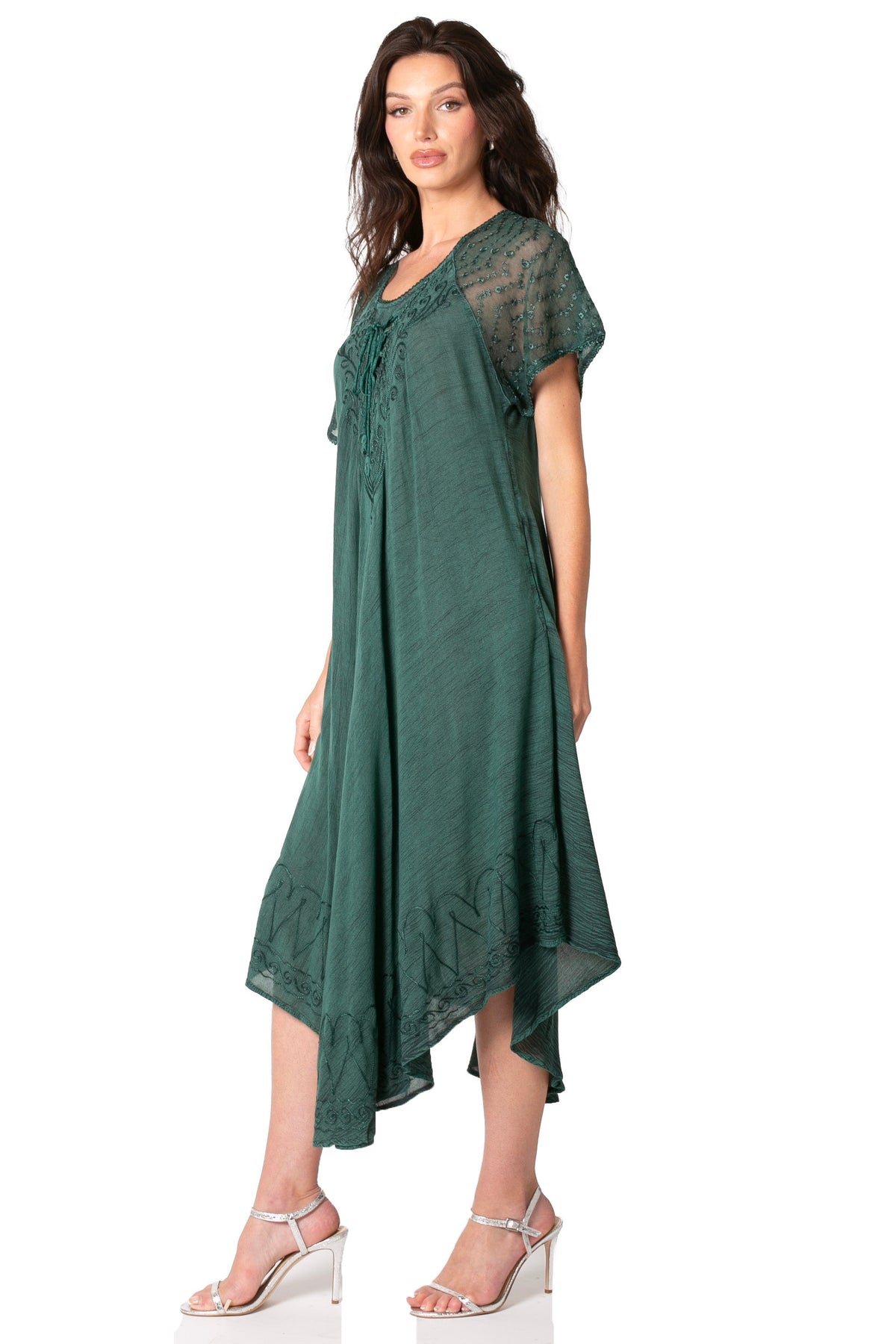 Women's Embroidered Long Caftan Dress and Cover-up