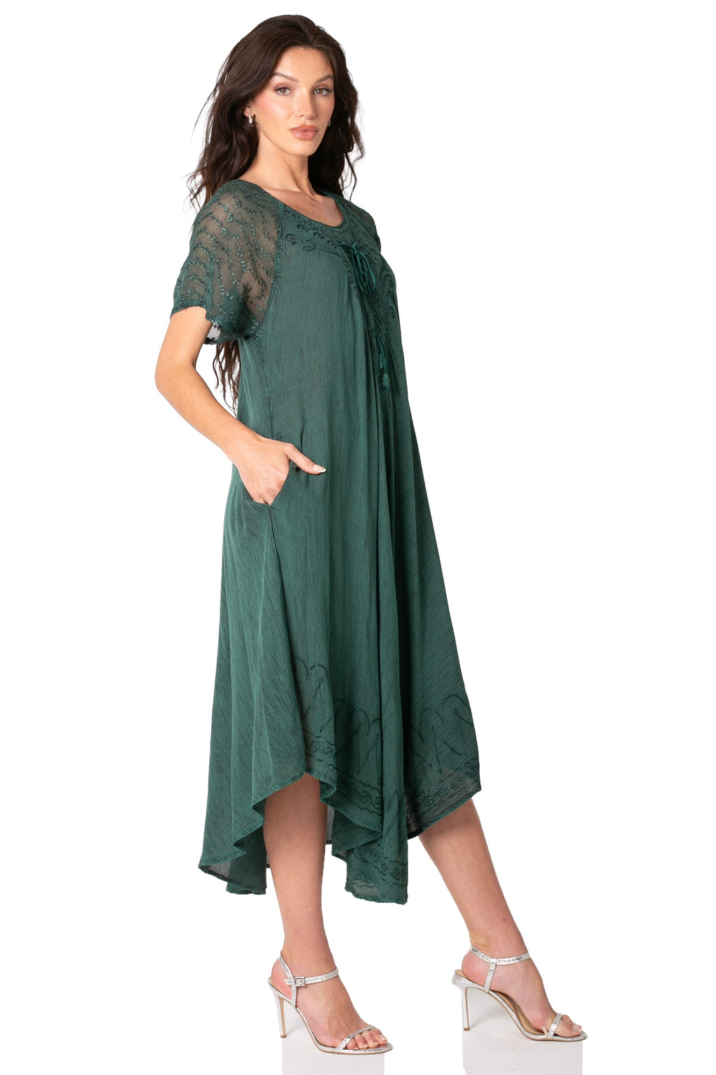 Women's Embroidered Long Caftan Dress and Cover-up