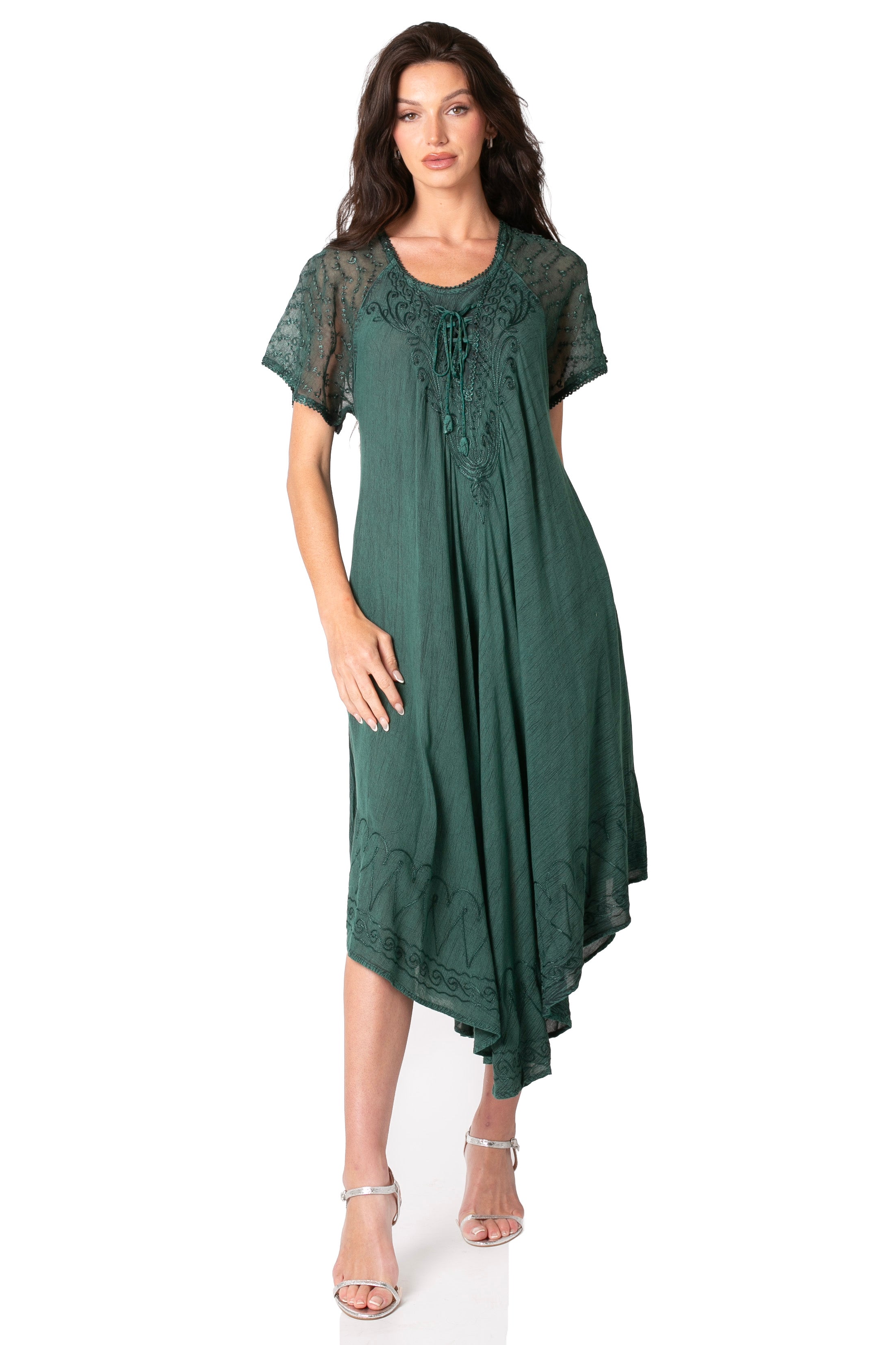 Women's Embroidered Long Caftan Dress and Cover-up