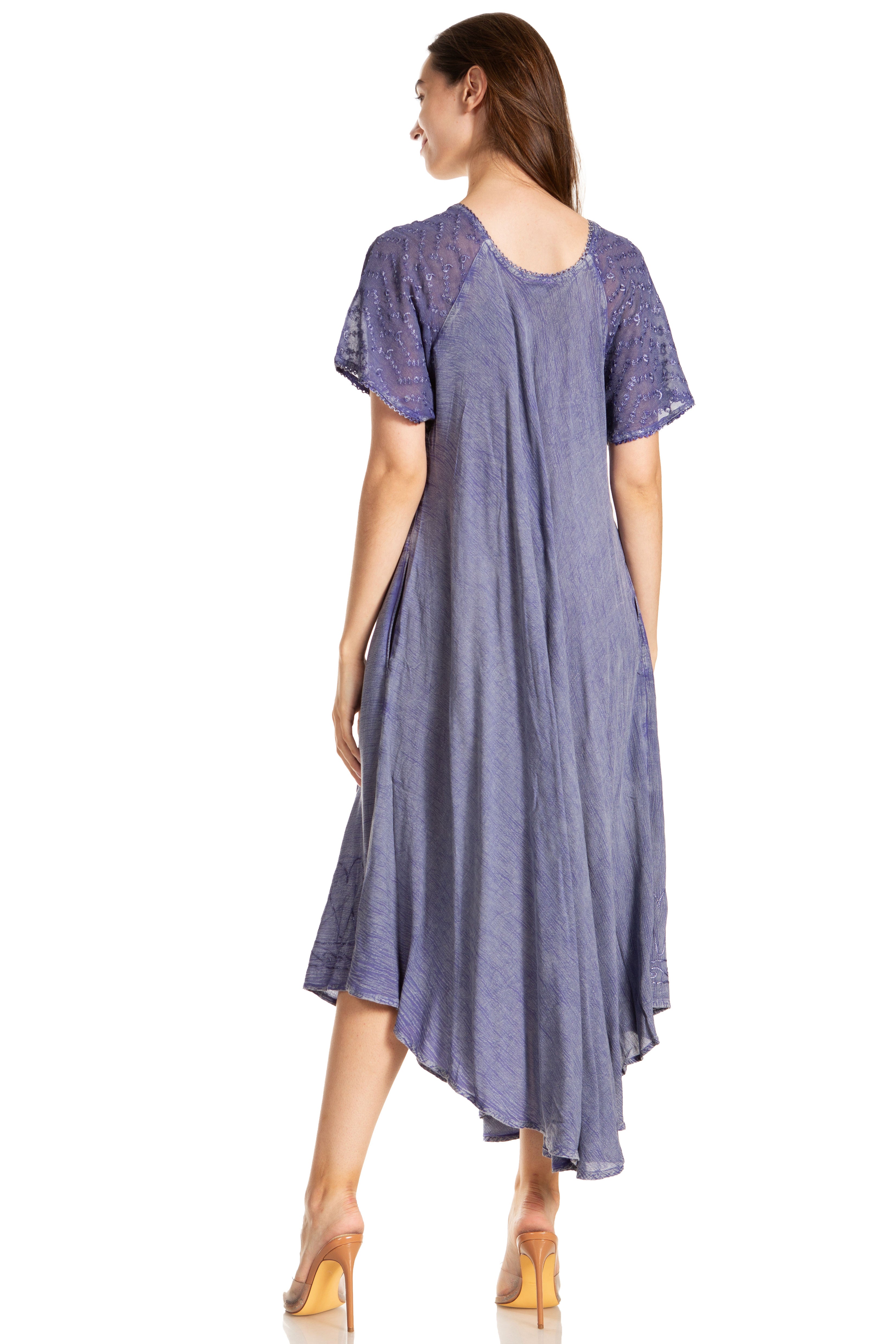 Women's Embroidered Long Caftan Dress and Cover-up