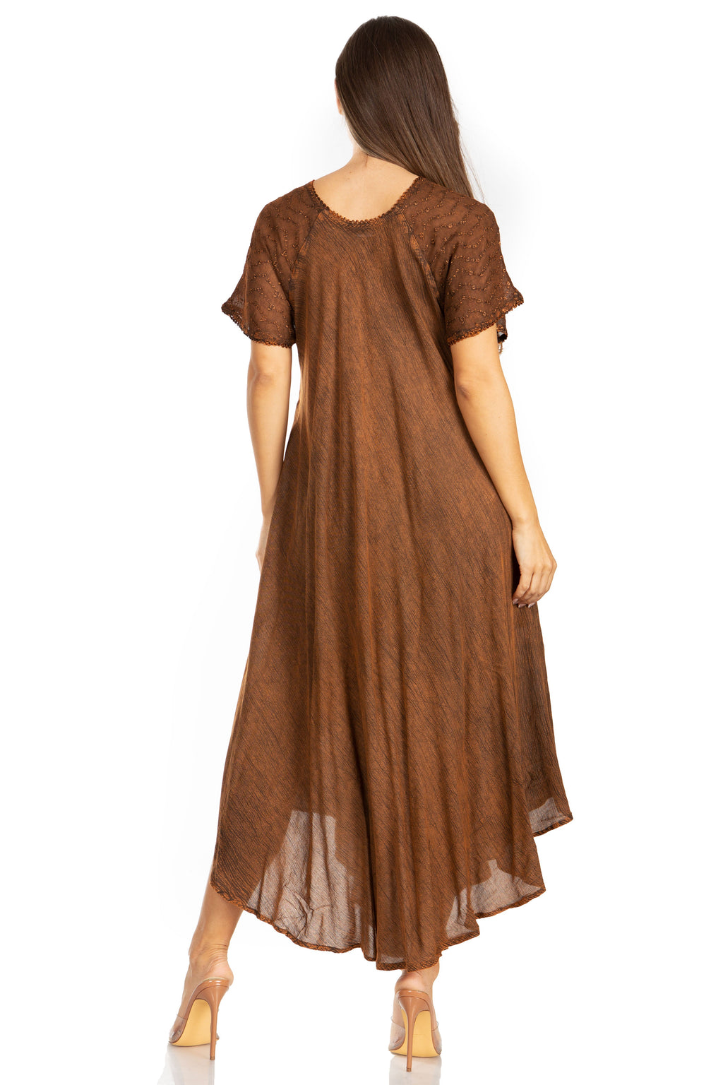 Women's Embroidered Long Caftan Dress and Cover-up