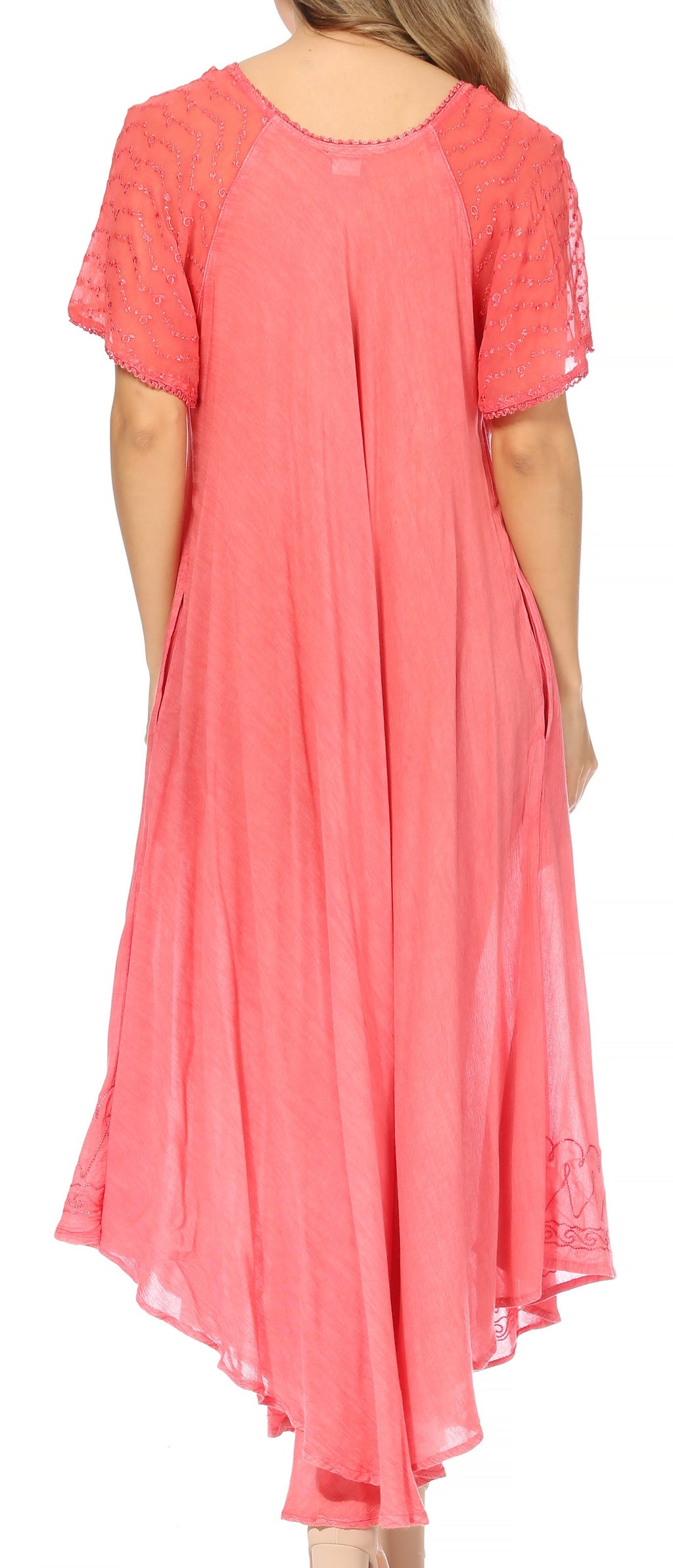 Women's Embroidered Long Caftan Dress and Cover-up
