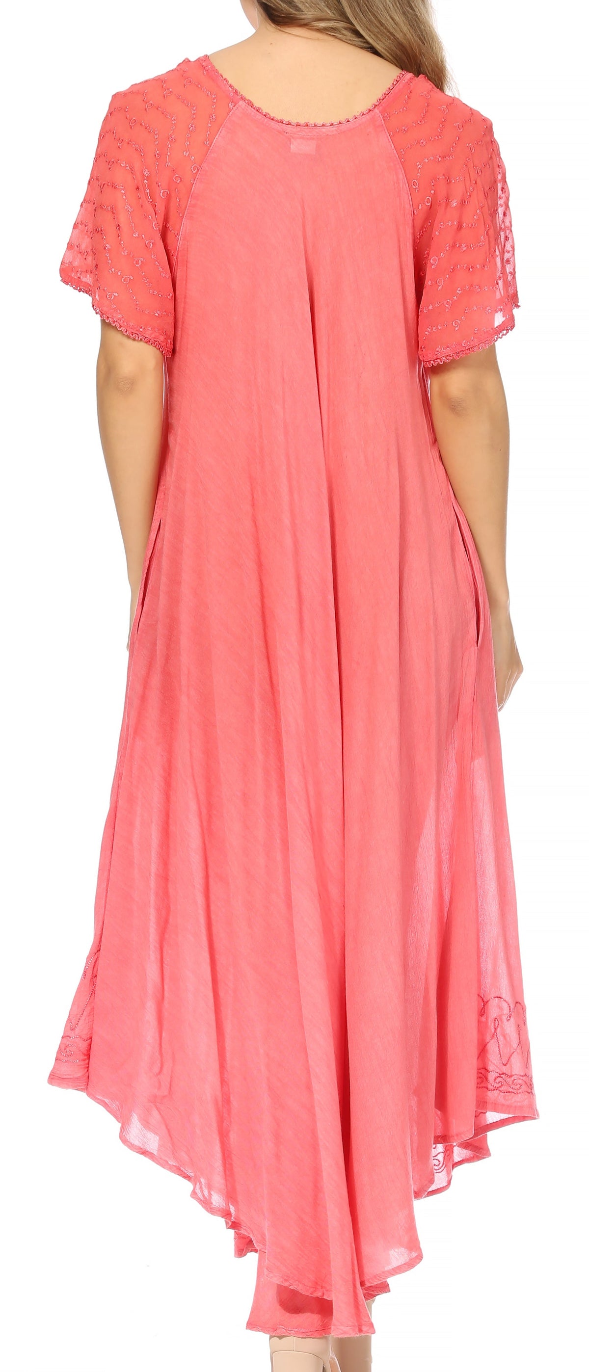 Women's Embroidered Long Caftan Dress and Cover-up