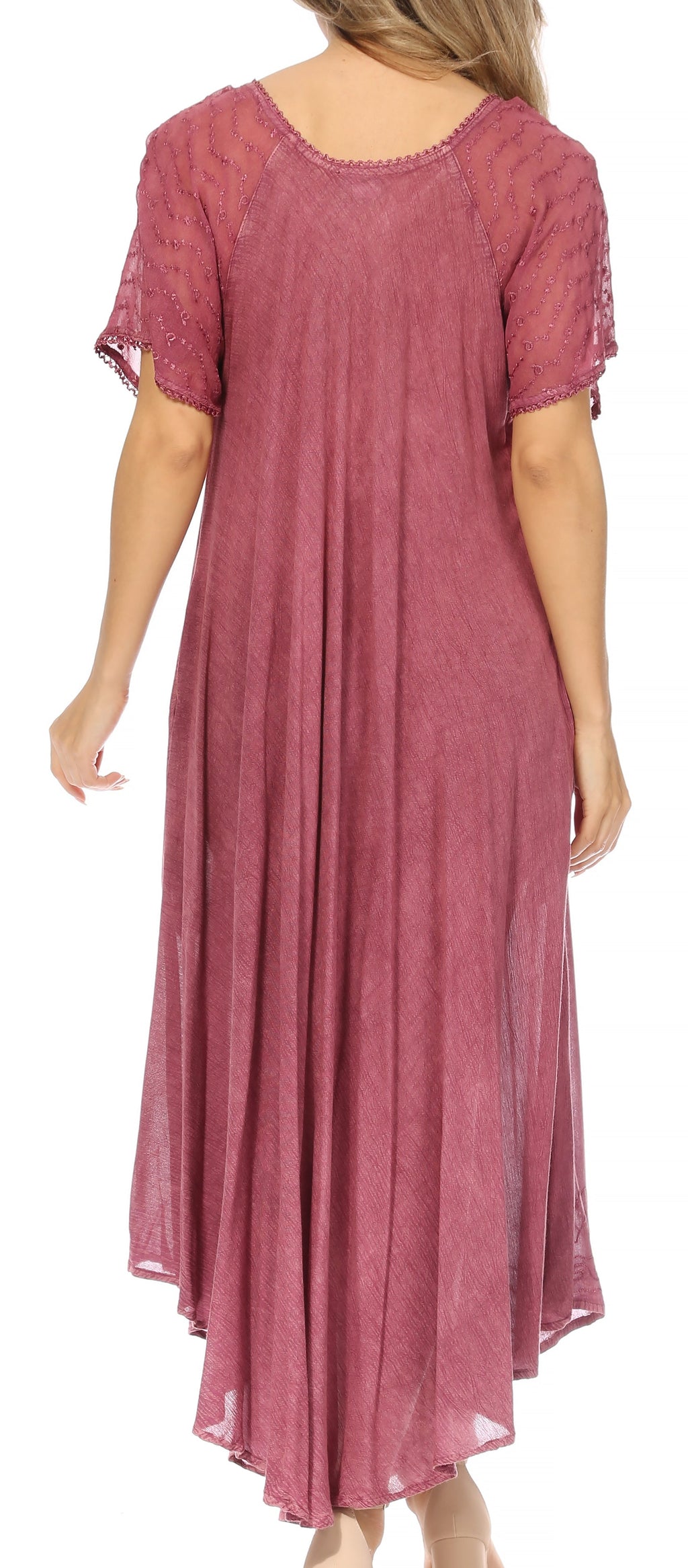 Women's Embroidered Long Caftan Dress and Cover-up