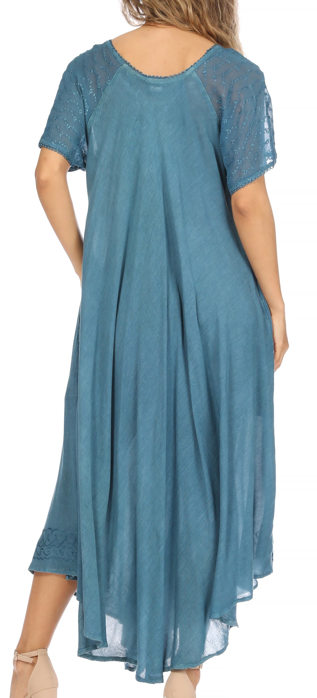 Women's Embroidered Long Caftan Dress and Cover-up
