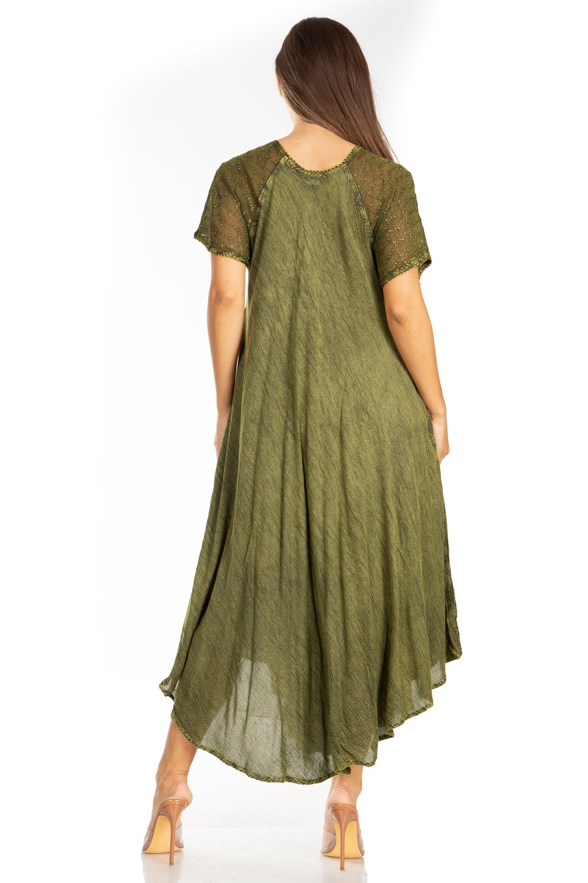 Women's Embroidered Long Caftan Dress and Cover-up