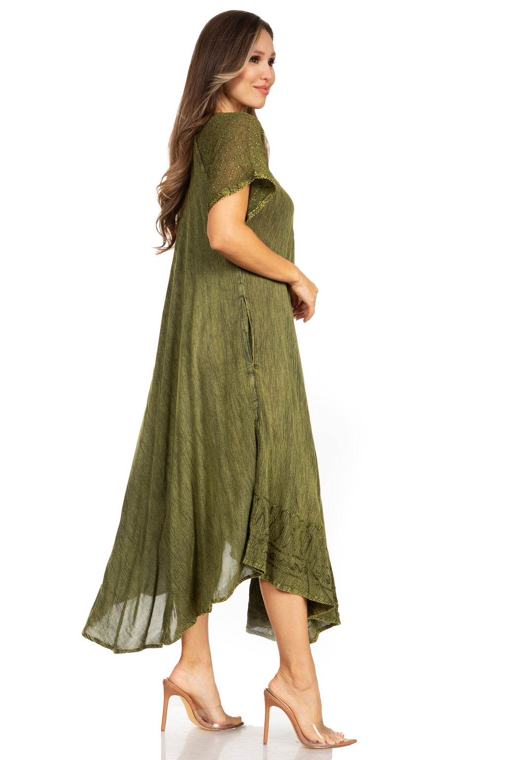 Women's Embroidered Long Caftan Dress and Cover-up