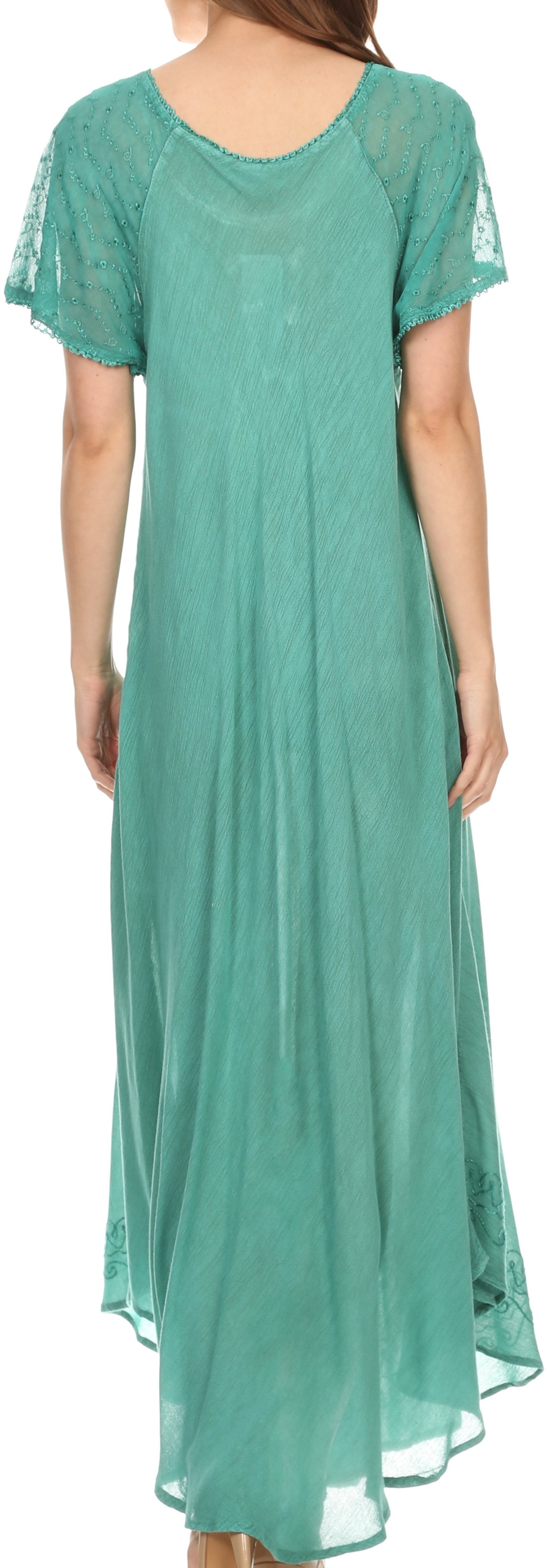 Women's Embroidered Long Caftan Dress and Cover-up