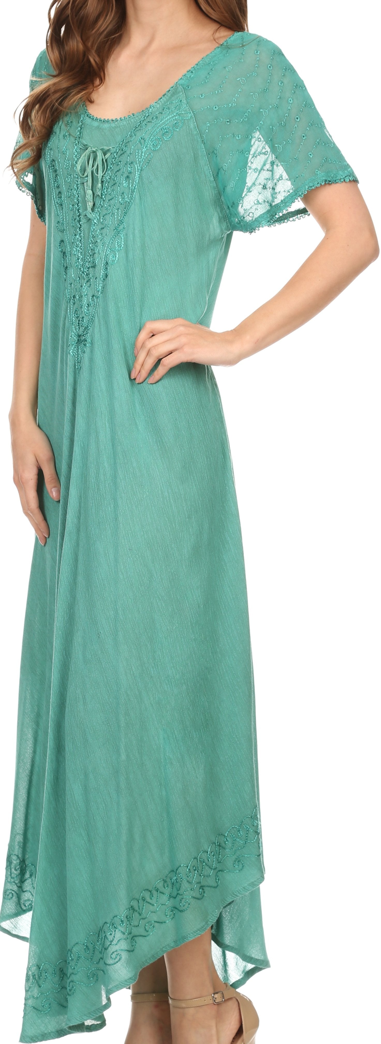 Women's Embroidered Long Caftan Dress and Cover-up