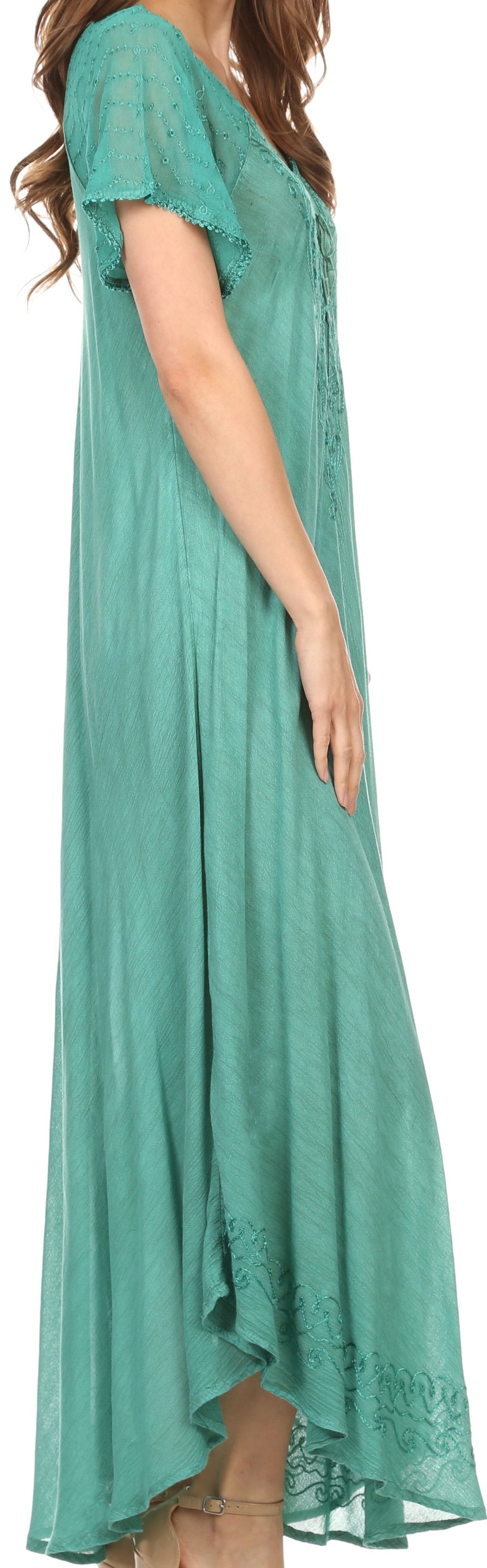 Women's Embroidered Long Caftan Dress and Cover-up