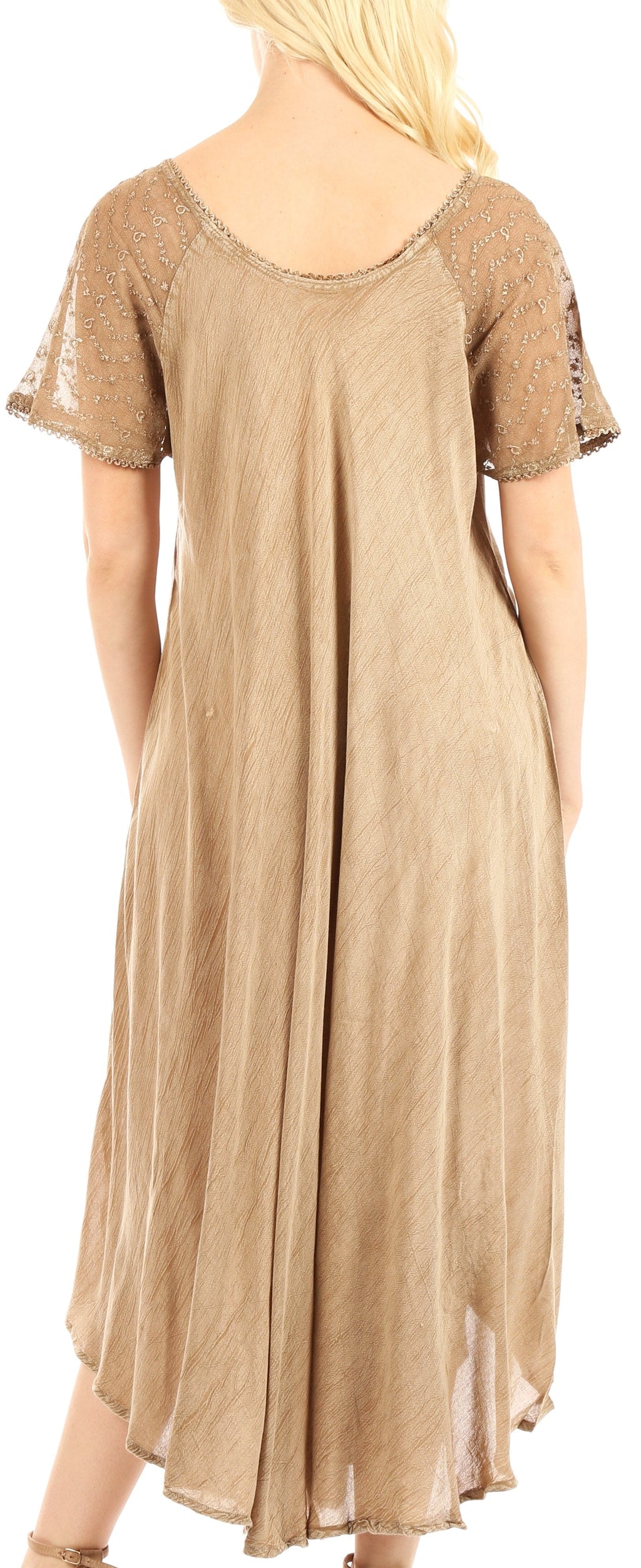 Women's Embroidered Long Caftan Dress and Cover-up