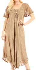 Women's Embroidered Long Caftan Dress and Cover-up