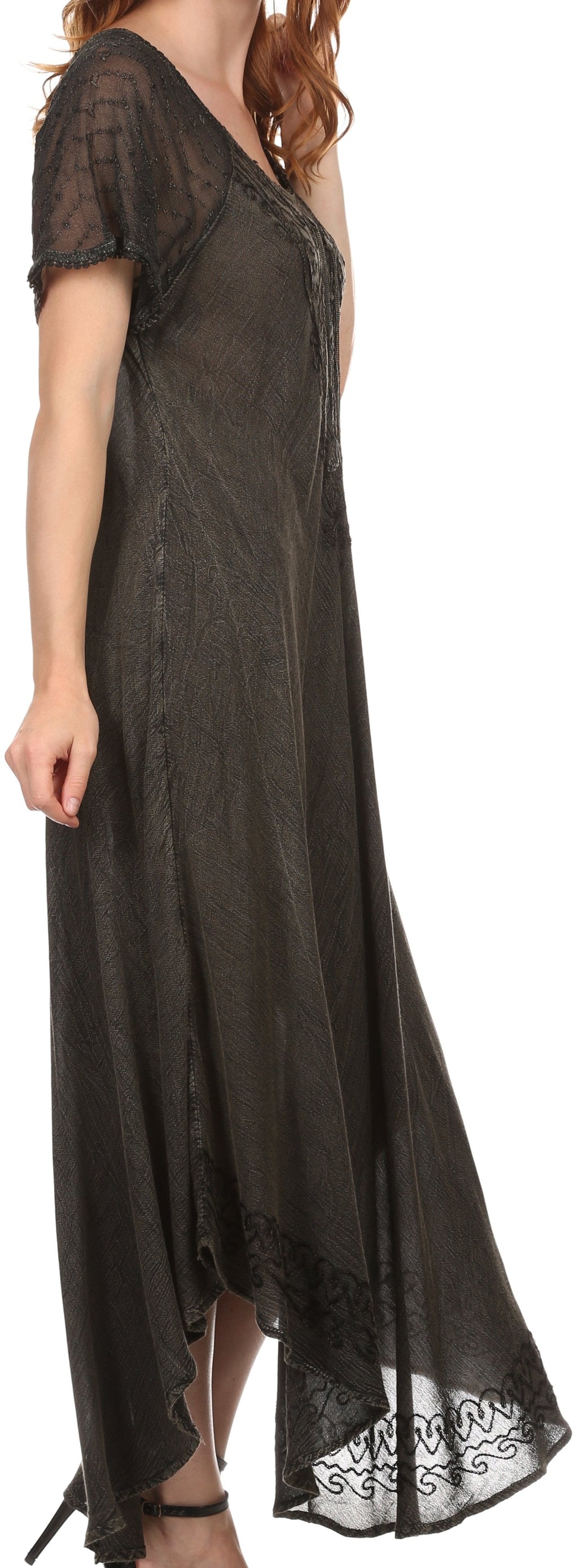 Women's Embroidered Long Caftan Dress and Cover-up