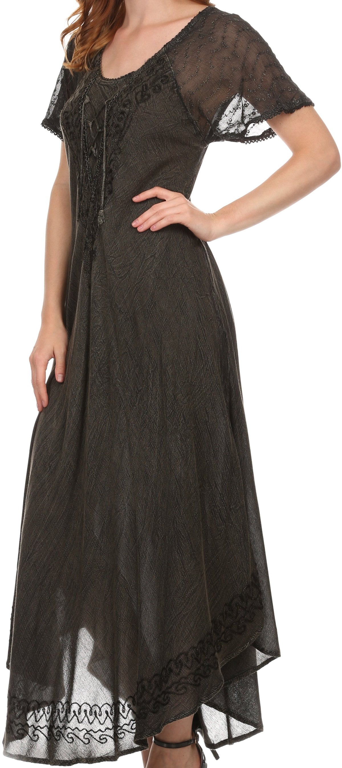 Women's Embroidered Long Caftan Dress and Cover-up