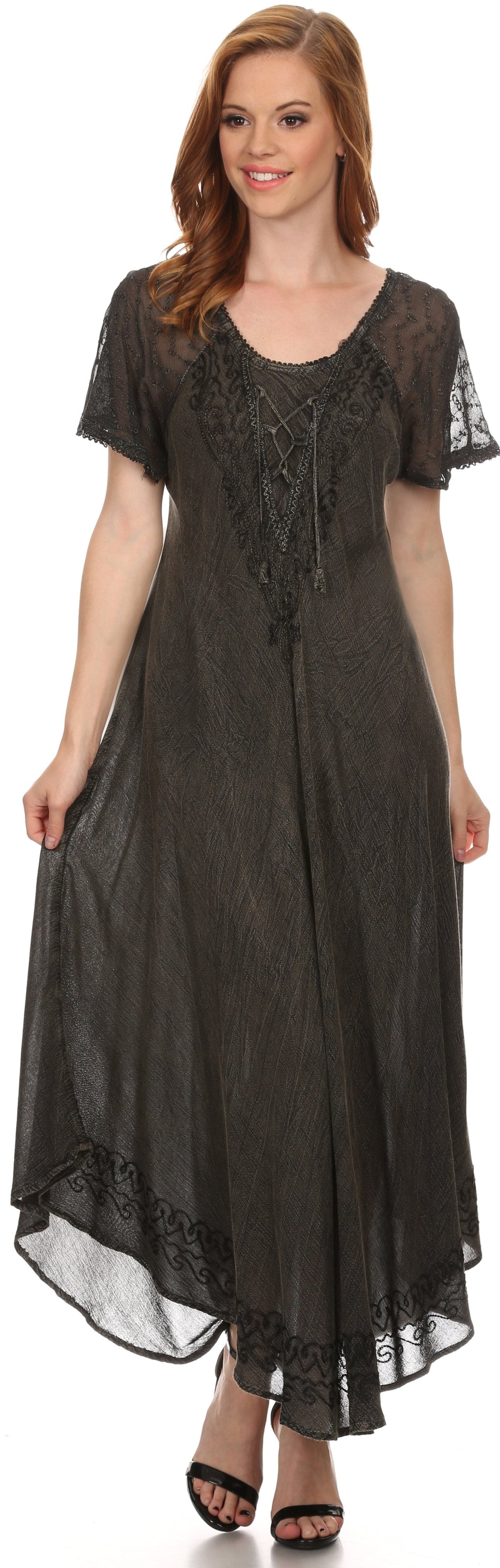 Women's Embroidered Long Caftan Dress and Cover-up