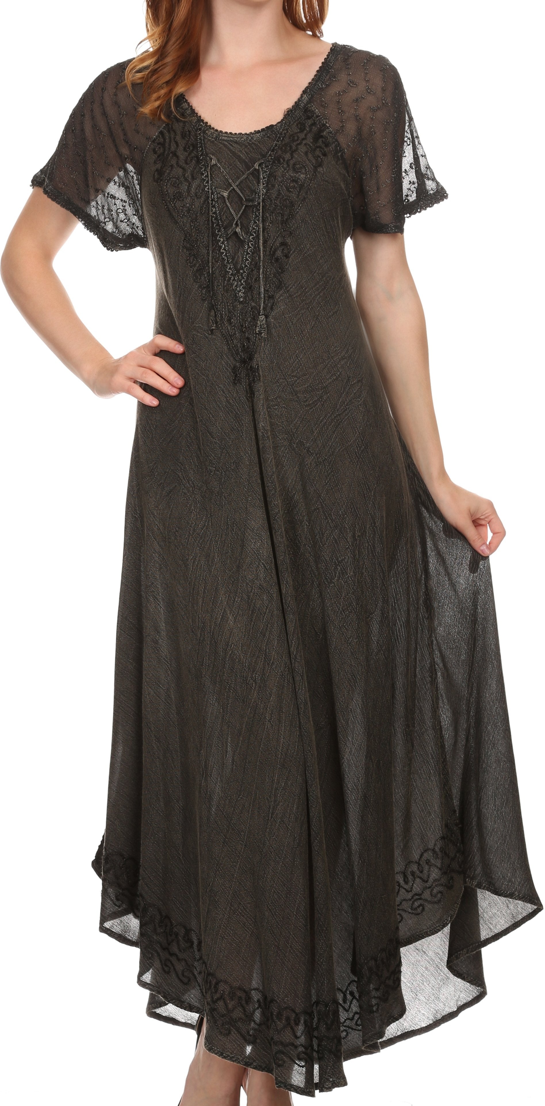 Women's Embroidered Long Caftan Dress and Cover-up