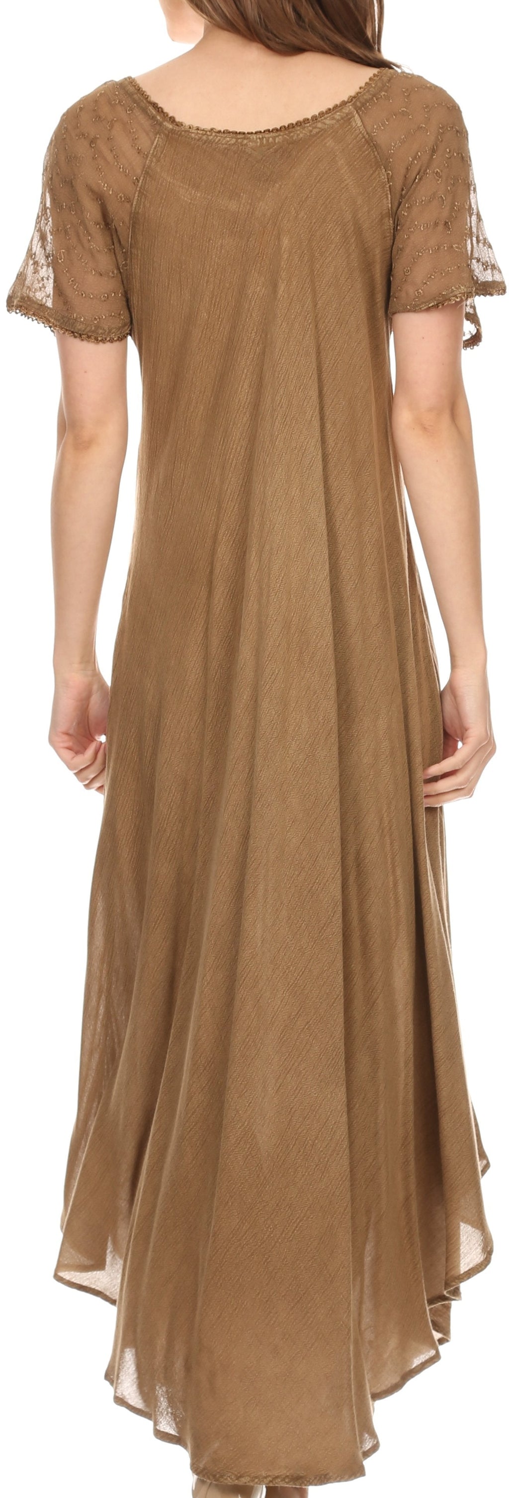 Women's Embroidered Long Caftan Dress and Cover-up