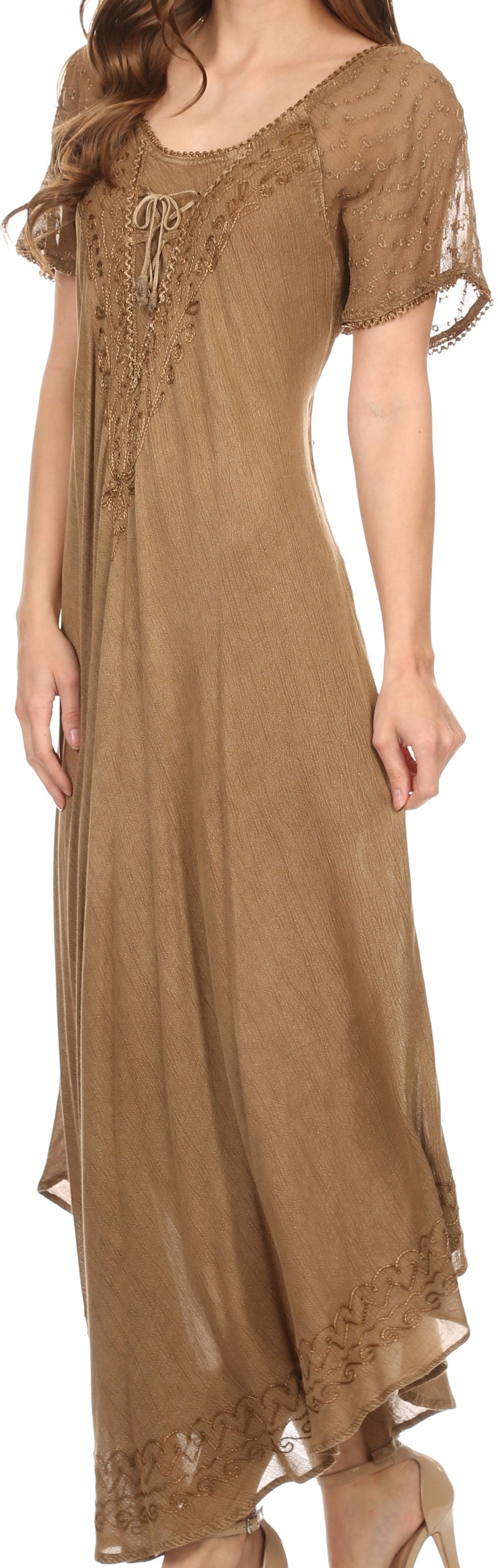 Women's Embroidered Long Caftan Dress and Cover-up