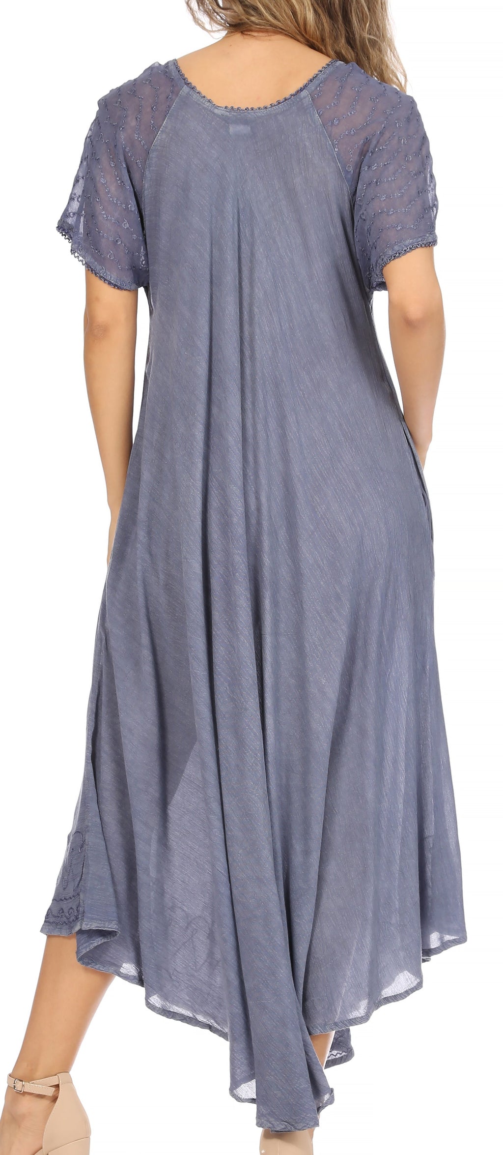 Women's Embroidered Long Caftan Dress and Cover-up